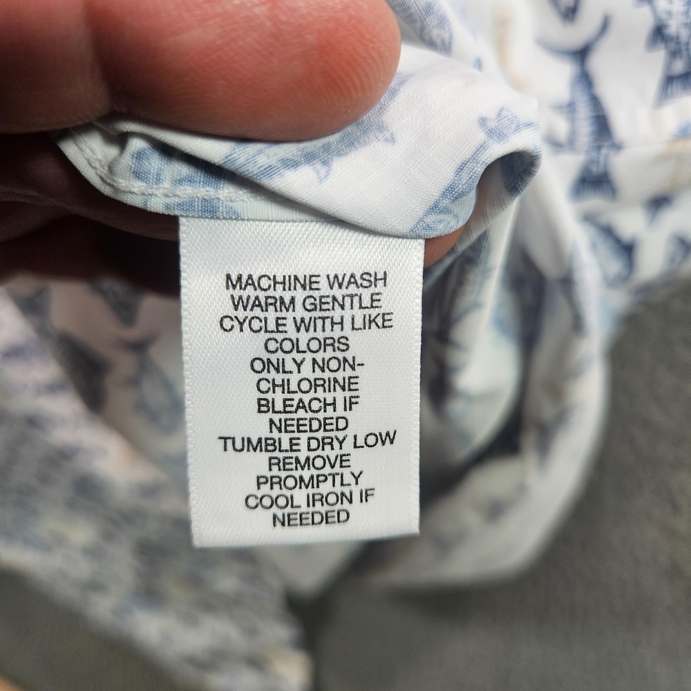 NEW Roundtree & Yorke Performance Shirt Men 3XT Short Sleeve Fishes Print White - Picture 5 of 10